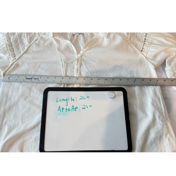 Suncoo Paris Luna Blouse White Boho Peasant Blouse 100% Cotton Size M - Picture 6 of 8